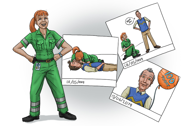 She is repeatedly using (reusing) CPR in her job and it lengthens the life of the people she saves.